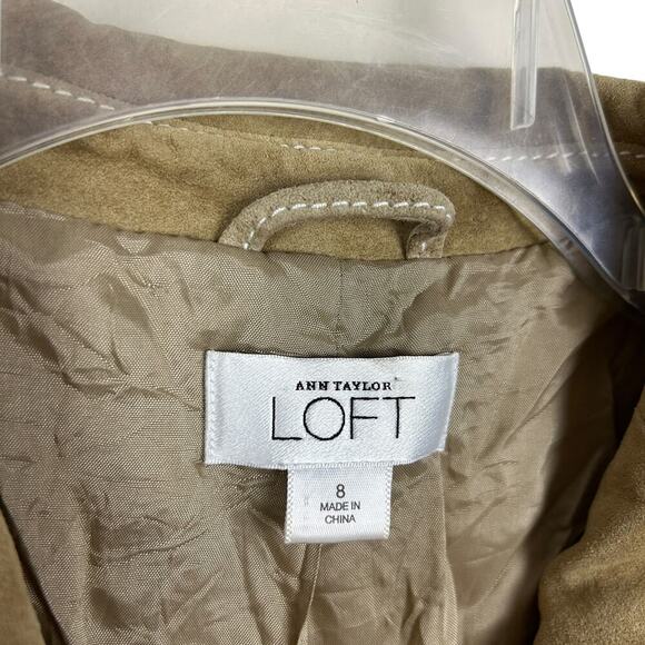 Y2K Cream Suede Loft Button Front Long Sleeve Jacket 8 M - Picture 5 of 6